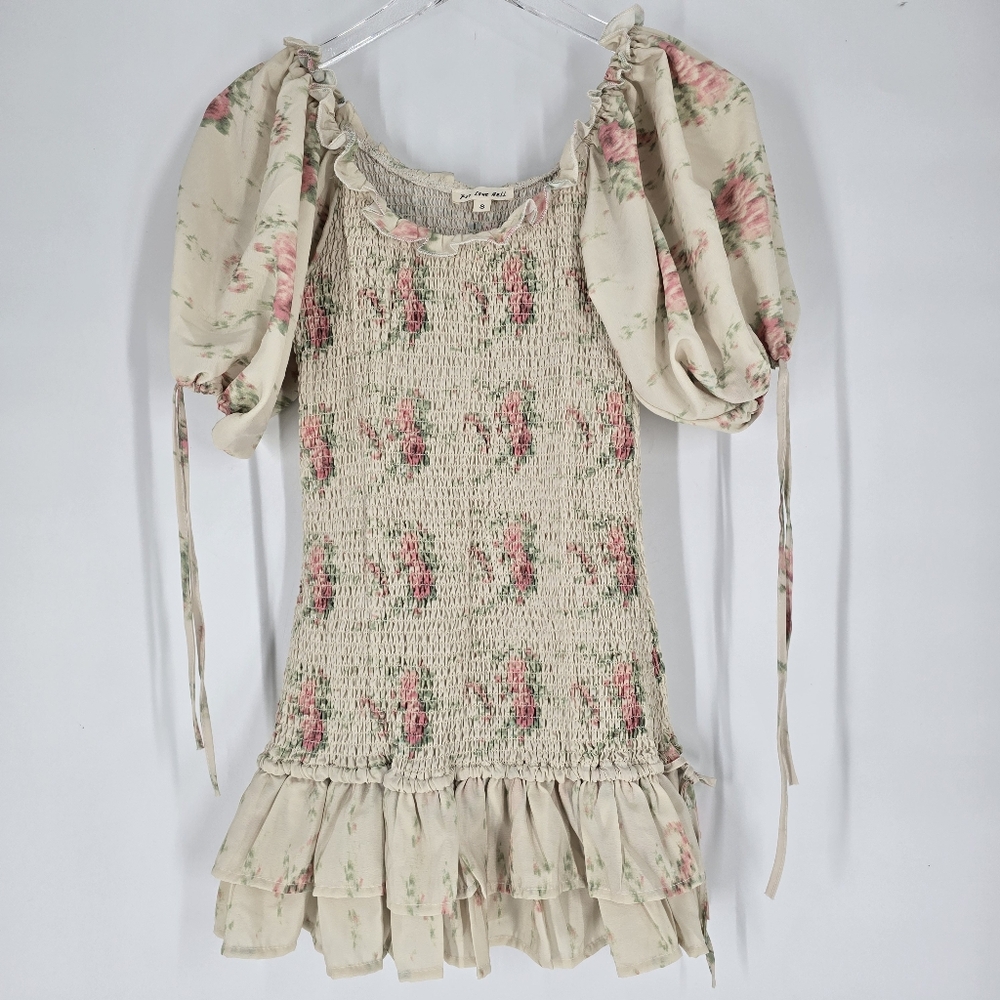 For Love Bell Smocked Floral Ruffle Mini Dress Size S